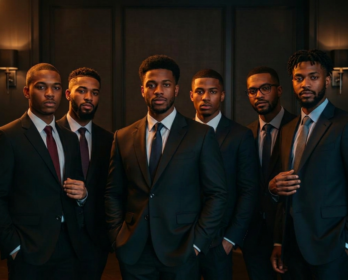 Young men in suits at a leadership development workshop